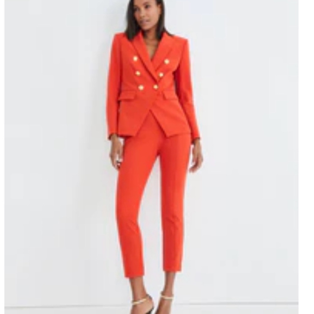Veronica Beard NWOT Honolulu Scuba Red Slim Fit Pants - Picture 2 of 6